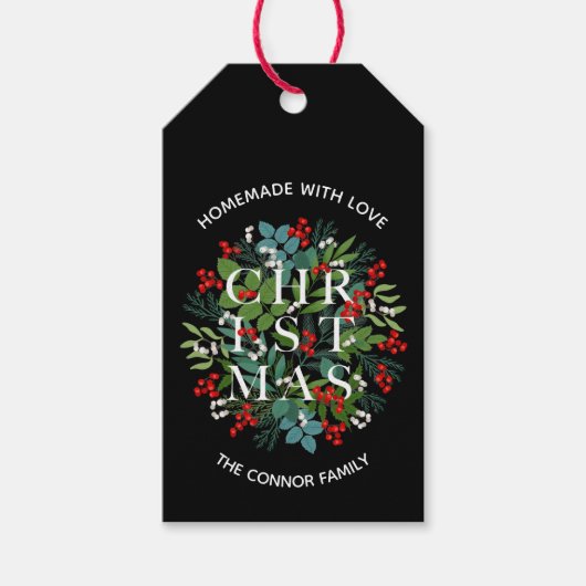 CHRISTMASタイポグラフィ愛と自家製 ギフトタグ (正面)
