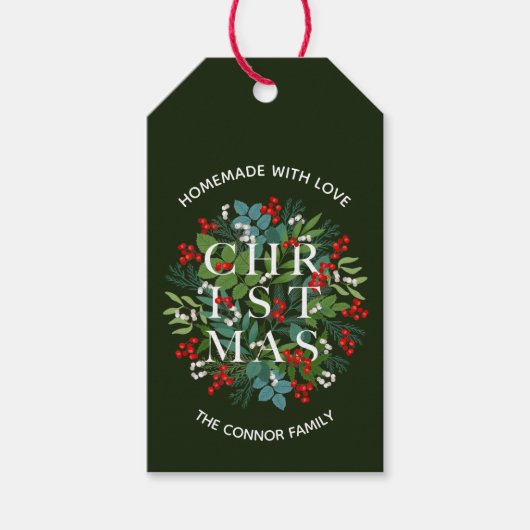 CHRISTMASタイポグラフィ愛と自家製 ギフトタグ (正面)