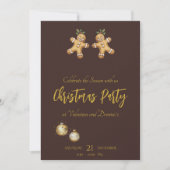 ChristmasパーティーとGingerbread on Coffee Brown 招待状 (正面)