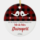 Christmas愛鳥の農家の氏夫人 セラミックオーナメント (正面)