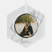 Christmas結婚のKeepsake Scriptのモダン写真 ガラスオーナメント (裏面)