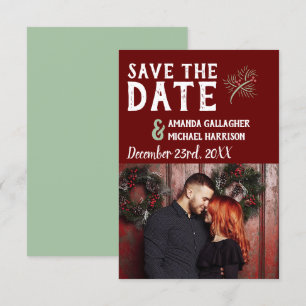 Christmas'結婚s Burgundy Sage Winter Pineの写真 セーブザデート