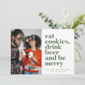 Christmas おもしろい Drink Beer Be Couleメリー写真 シーズンカード (スタンド正面)