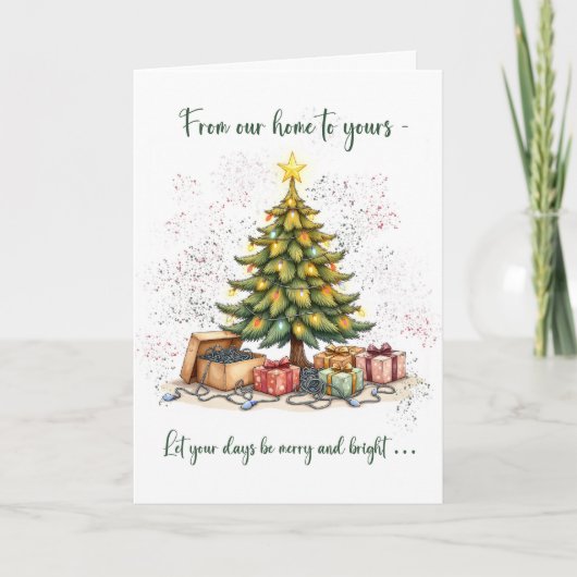 Christmas おもしろい from Our home to Your Tree Lights カード (正面)