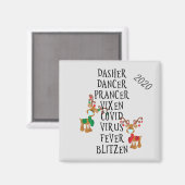 Christmas おもしろい Reindeer Names Covid 2020 マグネット (正面/裏面)