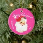 Christmas すてき Santa Claus Pink Personal Photo セラミックオーナメント<br><div class="desc">古いファッすてきションピンクのサンタクロースのカスタムデザイン。名前と日付を簡単に変更し、プレースホルダイメージを簡単に自分の個人的な写真に置き換える。おもしろいのクリスマスメモリ。</div>