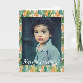 Christmas カラフル Forest of Evergreen Trees写真 ノートカード