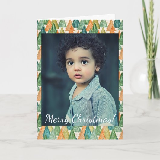 Christmas カラフル Forest of Evergreen Trees写真 ノートカード (正面)