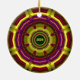 CHRISTMAS 〜 グリーン レッド イエロー パープル 2024 セラミックオーナメント