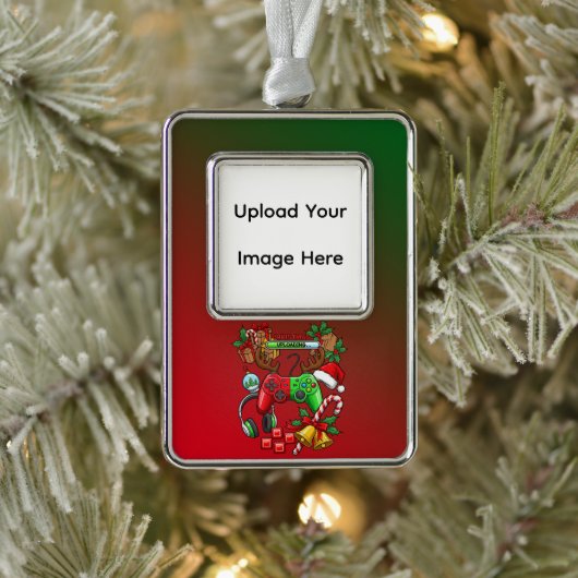 Christmas シルバープレートフレームオーナメント (ツリー)