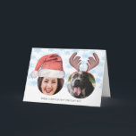 Christmas パーソナライズされた Santa Reindeerの写おもしろい真 カード<br><div class="desc">Christmas パーソナライズされた Santa Reindeerフォトカおもしろいード – リカソの文字と写真をパーソナライズされたこのホリデーカードにすてき追加する</div>