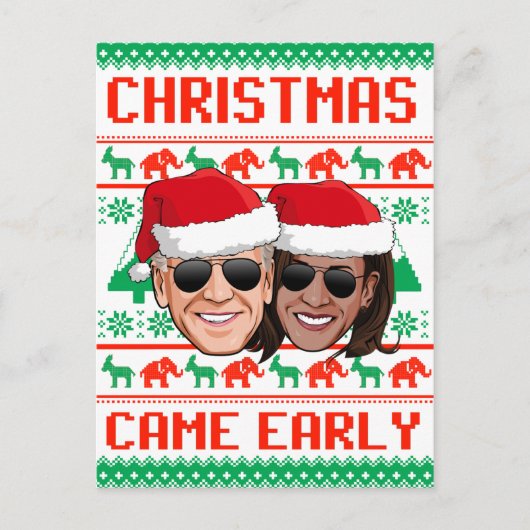 CHRISTMAS 来 EARLY -バイデン氏Harris 2020 ポストカード (正面)