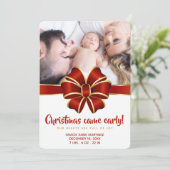 Christmas 来 Early Photo Birth Announcement シーズンカード (スタンド正面)