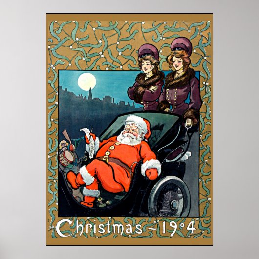 Christmas 1904, vintage Christmas greetings ポスター (正面)