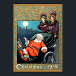 Christmas 1904, vintage Christmas greetings ポスター<br><div class="desc">Christmas 1904,  vintage greetings from Santa Claus</div>