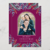 Christmas 1 Photo Arch Watercolor Botanical シーズンカード (正面/裏面)