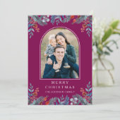 Christmas 1 Photo Arch Watercolor Botanical シーズンカード (スタンド正面)