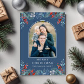 Christmas 1 Photo Arch Watercolor Botanical シーズンカード