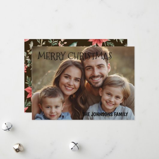 Christmas 1 photo watercolor botanical  シーズンカード (正面/裏面インサイチュ)