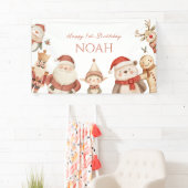Christmas 1st Birthday招待状for Boys Winter 横断幕 (インサイチュ)