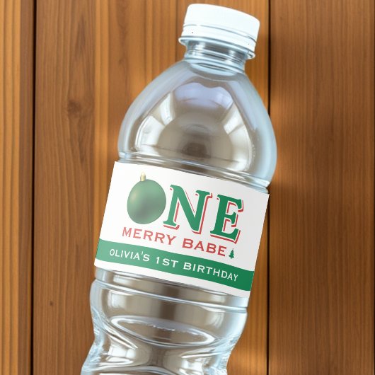 Christmas 1st Birthday Party Festive Red & Green ペットボトルラベル