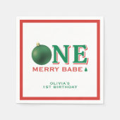 Christmas 1st Birthday Party Merry Ornament スタンダードカクテルナプキン (正面)