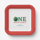 Christmas 1st Birthday Party Merry Ornament ペーパープレート (正面)