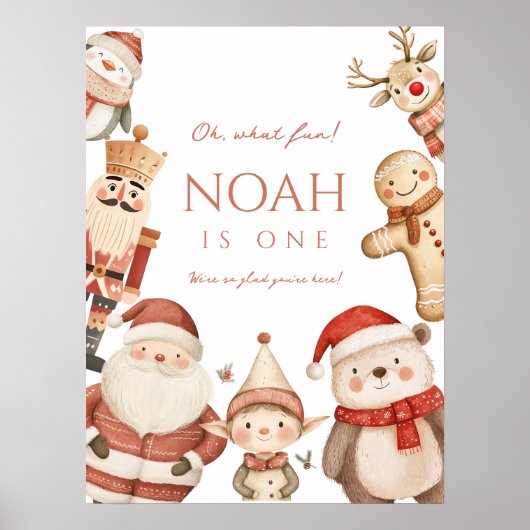 Christmas 1st Birthday Poster for Boys Winter ポスター (正面)