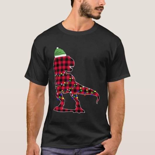 Christmas 2020 Buffalo Plaid Dino Rex Tシャツ (正面)