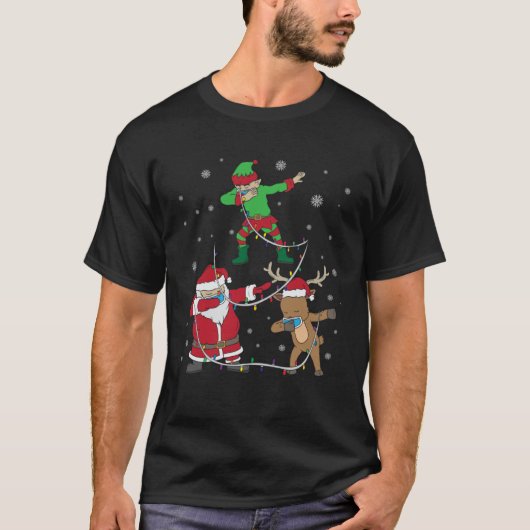 Christmas 2020 Dabbing Santa Elf Reindeer Face Mas Tシャツ (正面)