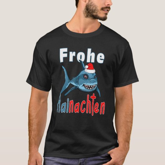 Christmas 2022 Merry Hainachten Santa Shark Tシャツ (正面)