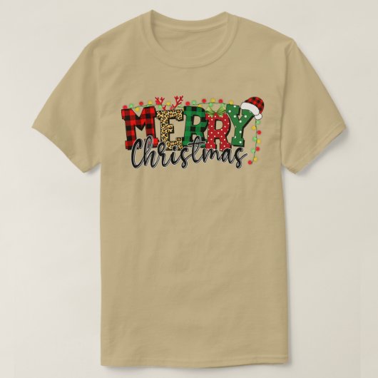 Christmas 2022Christmas Leopard Buffalo Red Plaid Tシャツ (デザイン正面)