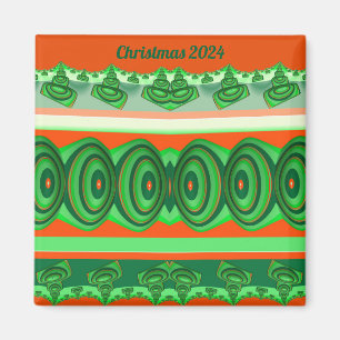 CHRISTMAS 2023 to 3D Fractal red green white to マグネット