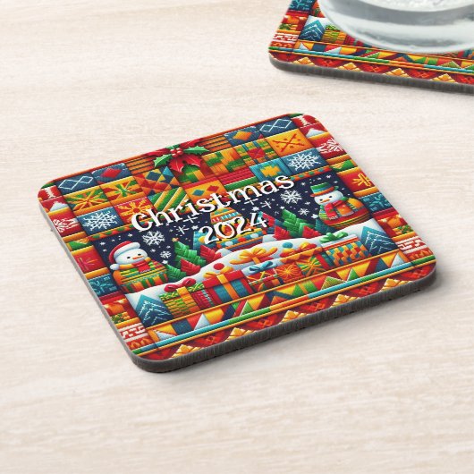 Christmas 2024 Kente Cloth Plastic Coaster コースター (左側)