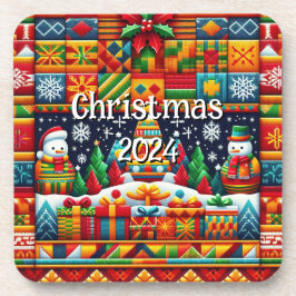 Christmas 2024 Kente Cloth Plastic Coaster コースター