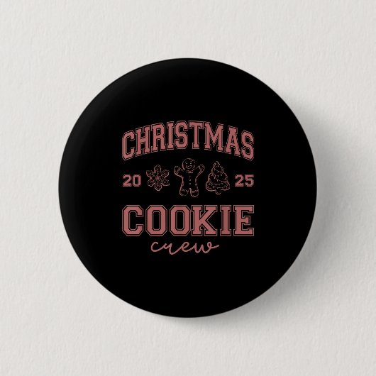Christmas 2025 Cookie Crew Gingerbread Funny Chris 缶バッジ (正面)