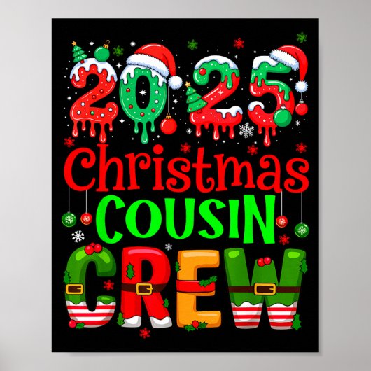 Christmas 2025 Cousin Crew Santa Hat Men Women Kid ポスター (正面)