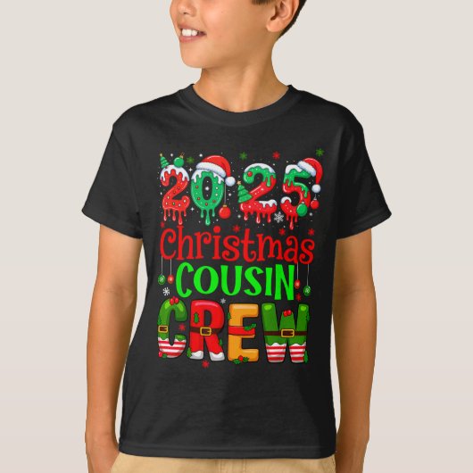 Christmas 2025 Cousin Crew Santa Hat Men Women Kid Tシャツ (正面)