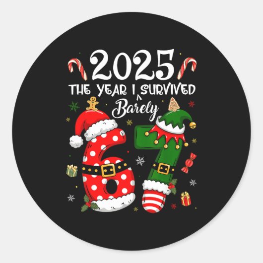 Christmas 2025 The Year I Barely Survived Six Seve ラウンドシール (正面)