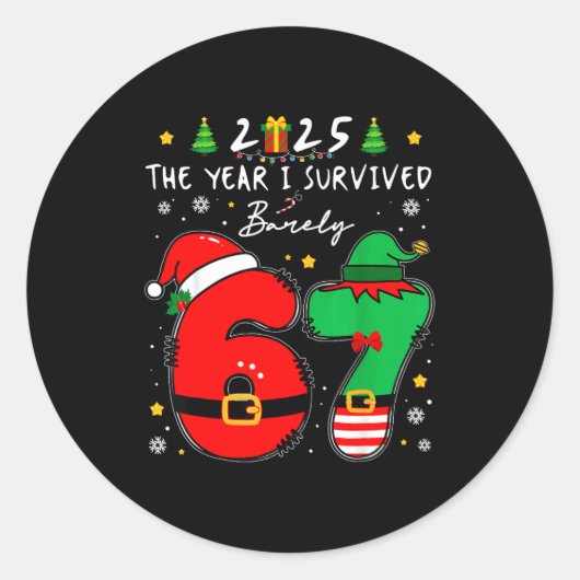 Christmas 2025 The Year I Barely Survived Six Seve ラウンドシール (正面)