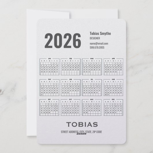 Christmas 2026 Calendar QR Code Business Card シーズンカード (裏面)