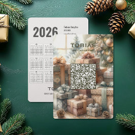 Christmas 2026 Calendar QR Code Business Card シーズンカード