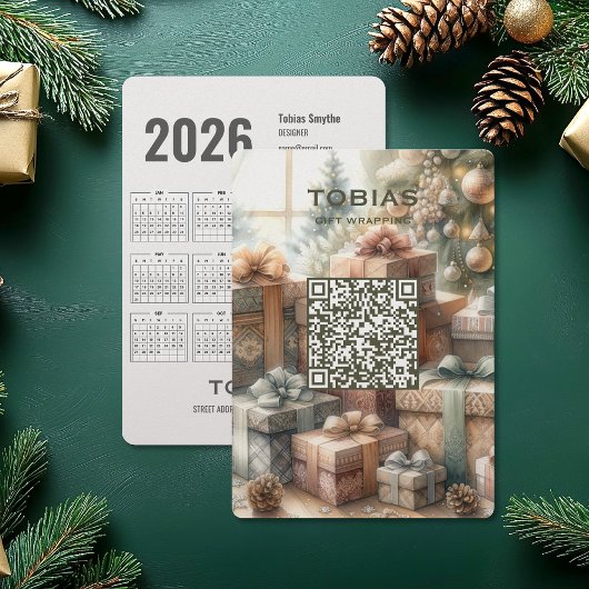 Christmas 2026 Calendar QR Code Business Card シーズンカード