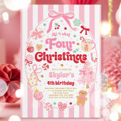 Christmas 4th Birthday Party Coquette Bow Birthday 招待状