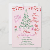 Christmas 4th birthday whimsical tree 案内状 (正面)