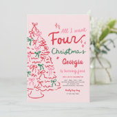 Christmas 4th Coquette Bow Christmas Tree Birthday 招待状 (スタンド正面)
