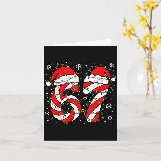 Christmas 67 Candy Cane Six Seven Meme Lights Sant カード (黄色い花)
