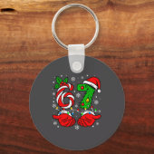 Christmas 67 Candy Cane Six Seven Meme Lights Sant キーホルダー (正面)