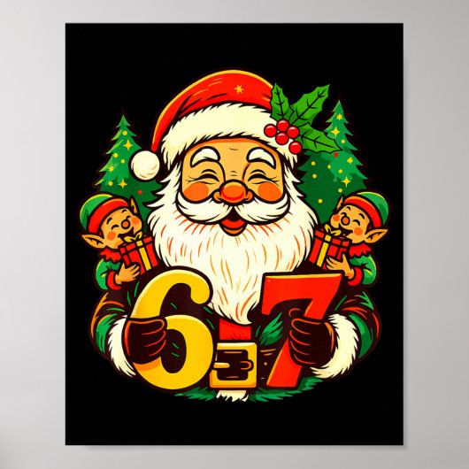 Christmas 67 Funny Xmas Santa Six Seven Meme Gen A ポスター (正面)