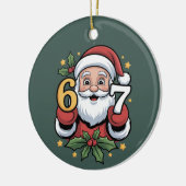 Christmas 67 Funny Xmas Six Seven Santa セラミックオーナメント (左)